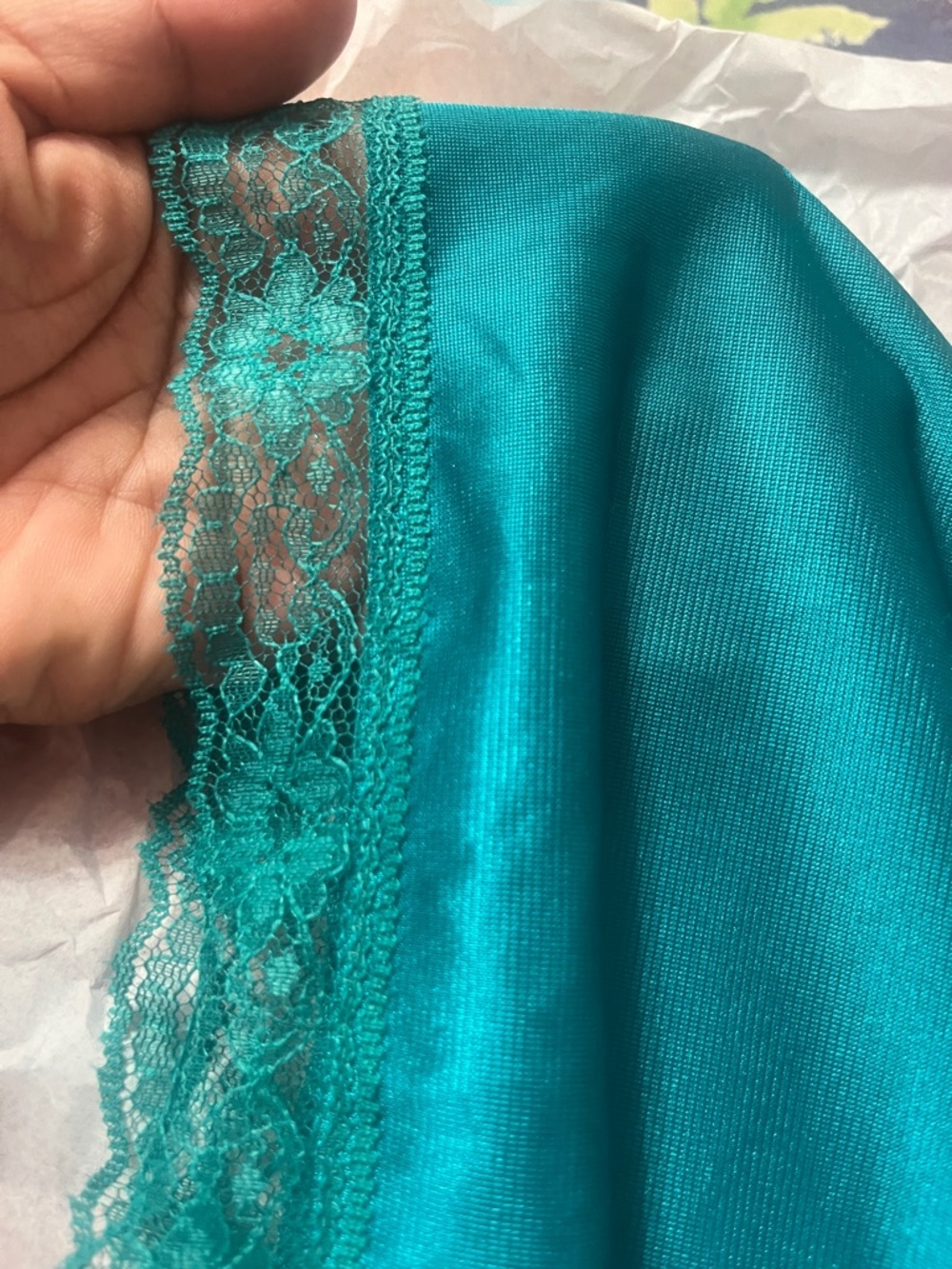 *VINTAGE* KELLY REED Nightgown, Floral Teal Short Sleeve Design, M - Picture 5 of 5